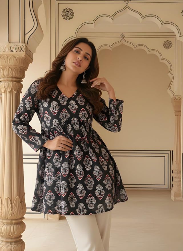 Nayoora Indigo Bloom Artisanal Rayon Tunic - Nayoora
