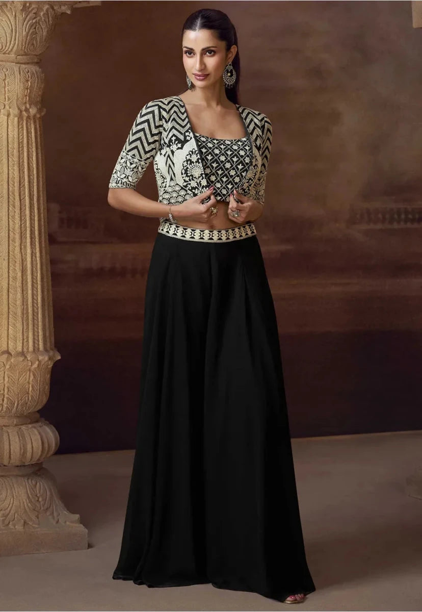 Nayoora Luxe Burnished Copper Real Mirror Work Jacket Style Chinnon Co - Ord Set - Nayoora