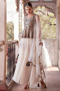 Nayoora Luxe Ivory Cream Georgette Peplum & Palazzo Fusion Co - Ord Set - Nayoora