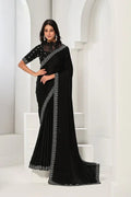 Nayoora Luxe Midnight Black Satin Silk Sequined Saree - Nayoora