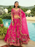 Nayoora Luxe Rani Pink Floral Mirror Work Readymade Couture Lehenga - Nayoora