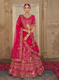 Nayoora Luxe Royal Rani Pink Khatli Handwork Bridal Silk Lehenga - Nayoora