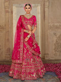 Nayoora Luxe Royal Rani Pink Khatli Handwork Bridal Silk Lehenga - Nayoora