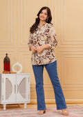 Nayoora Lycy Coffee Floral Artisanal Tunic - Nayoora