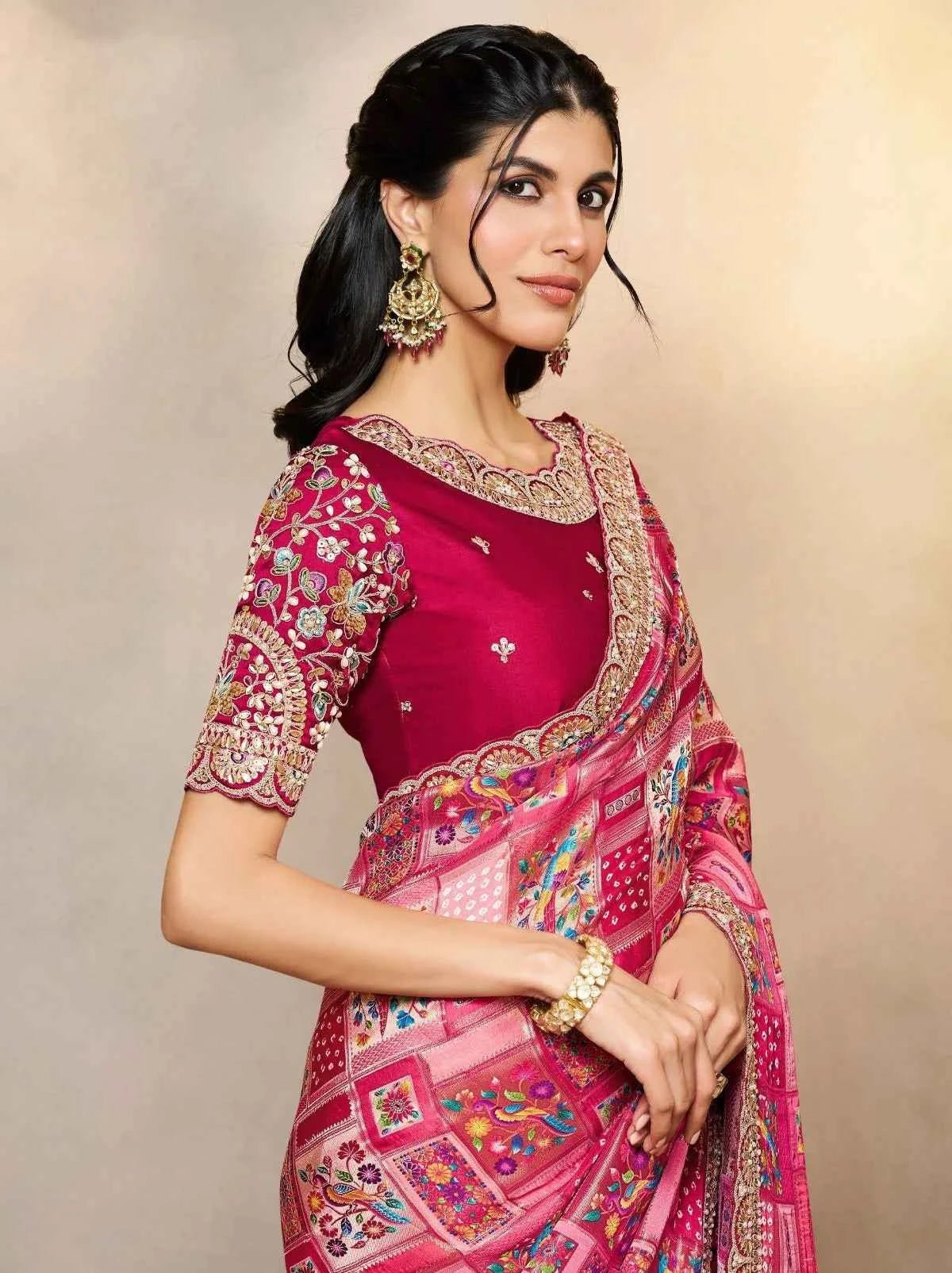 Nayoora Magenta Pure Gajji Silk Royal Wedding Saree - Nayoora