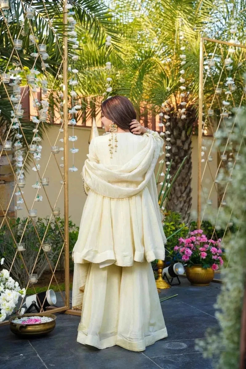 Nayoora Mirror - Work Silk Anarkali Kurti Palazzo Set - Nayoora