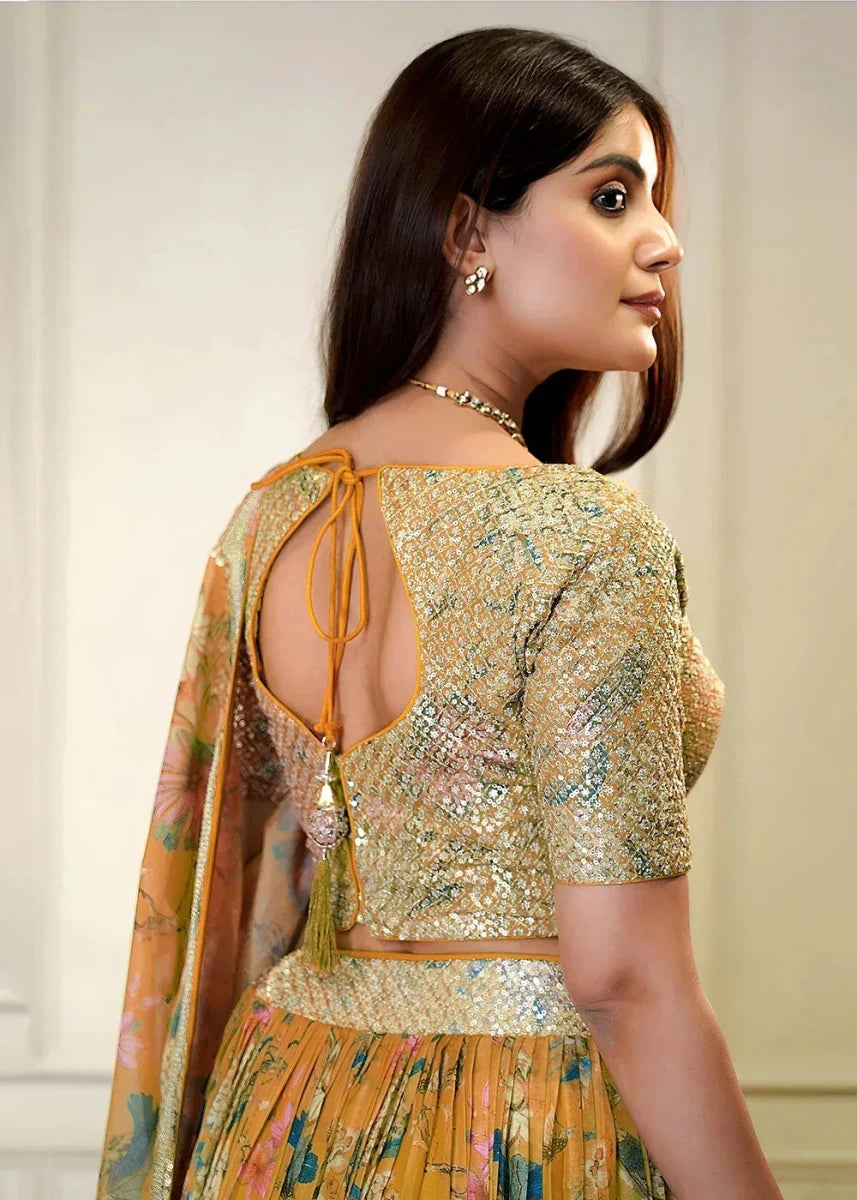 Nayoora Premium Floral Organza Sequin Designer Lehenga Set - Nayoora