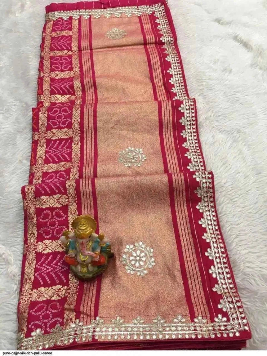 Nayoora Pure Gajji Silk Saree – Rich Pallu & Gota Patti Border - Nayoora