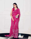 Nayoora Rani Pink Georgette Saree – All - Over Sequin & Dori Work - Nayoora