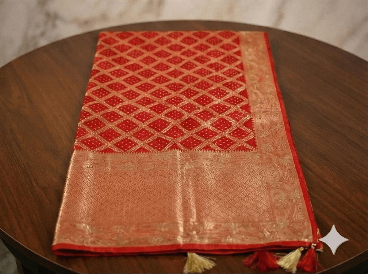 Nayoora Royal Red Banarasi Gharchola Silk Designer Saree - Nayoora