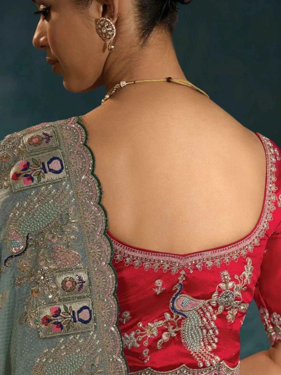 Nayoora Sage Green Pure Banarasi Silk Saree - Nayoora
