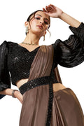 Nayoora Satin Silk Ready - to - Wear Ruffle Saree - Nayoora