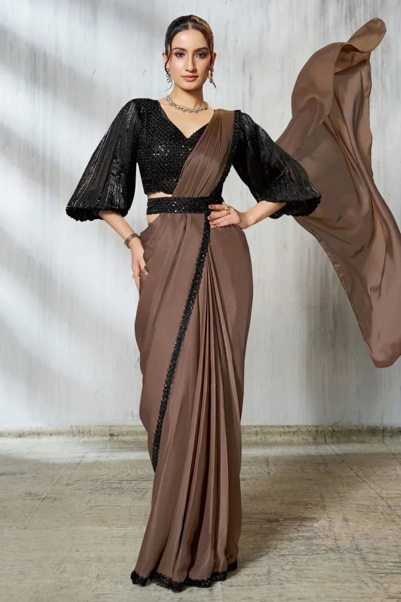 Nayoora Satin Silk Ready - to - Wear Ruffle Saree - Nayoora