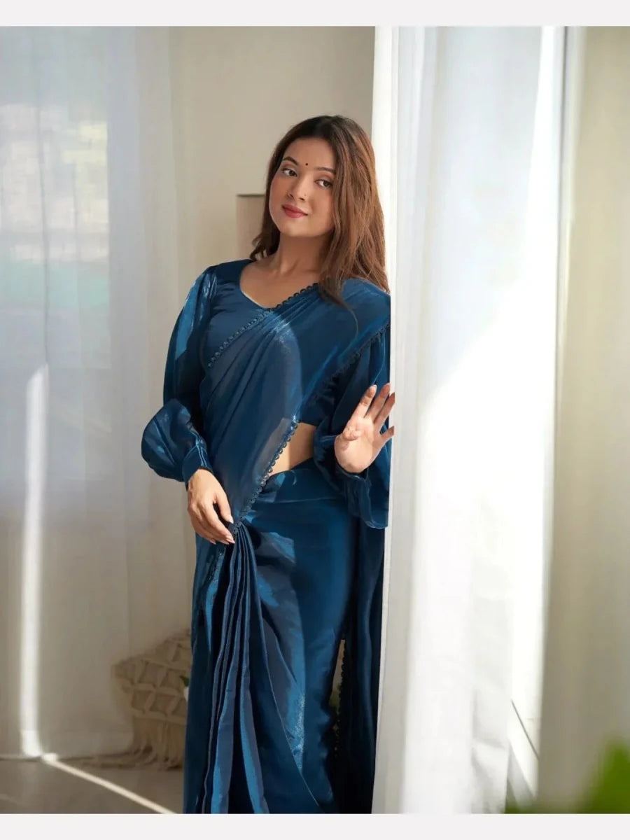 Nayoora Shimmer Ruffle Ready - to - Wear Jimmy Choo Ruffle Saree - Nayoora
