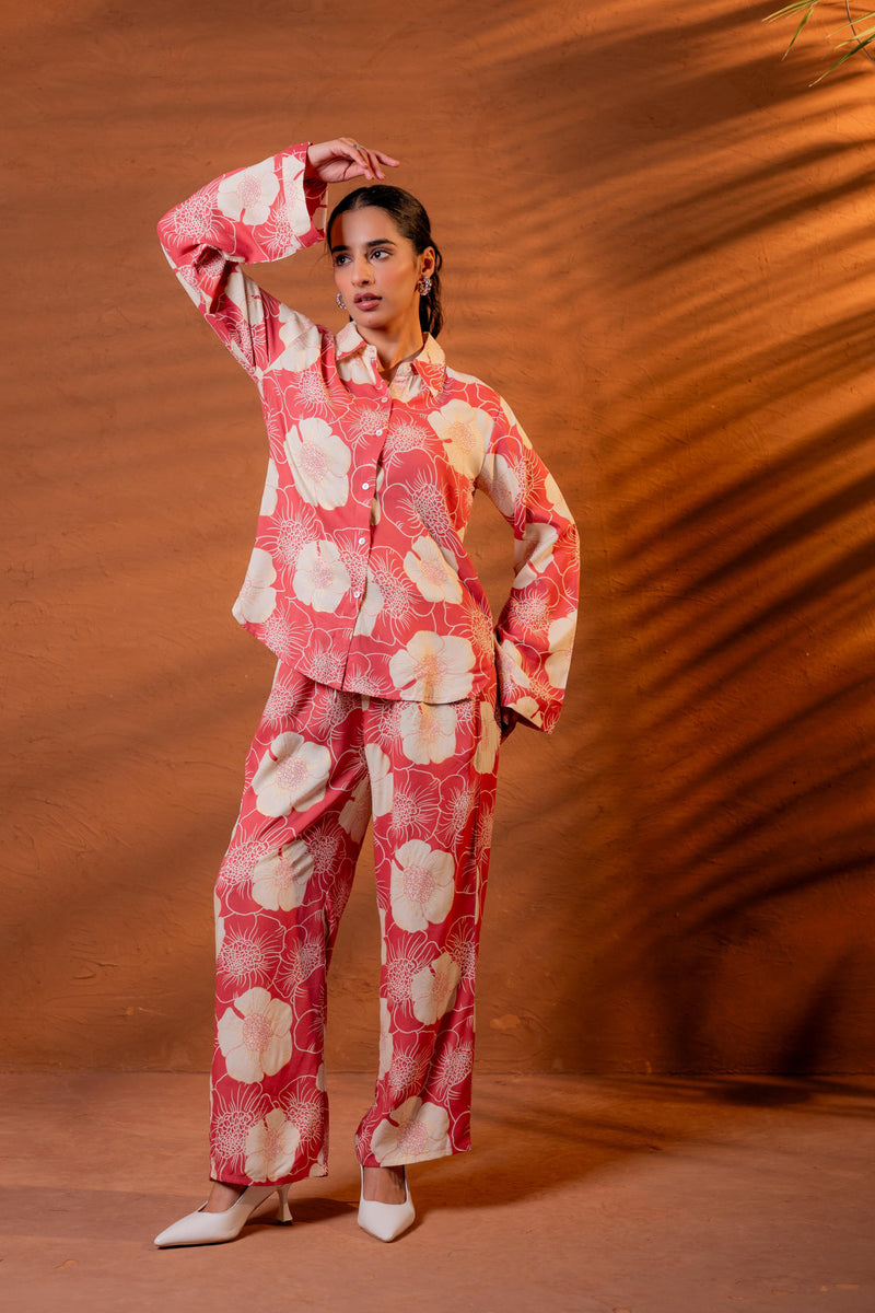 Nayoora Coral Bloom Premium Floral Co-Ord Set