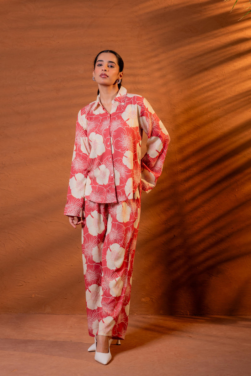 Nayoora Coral Bloom Premium Floral Co-Ord Set