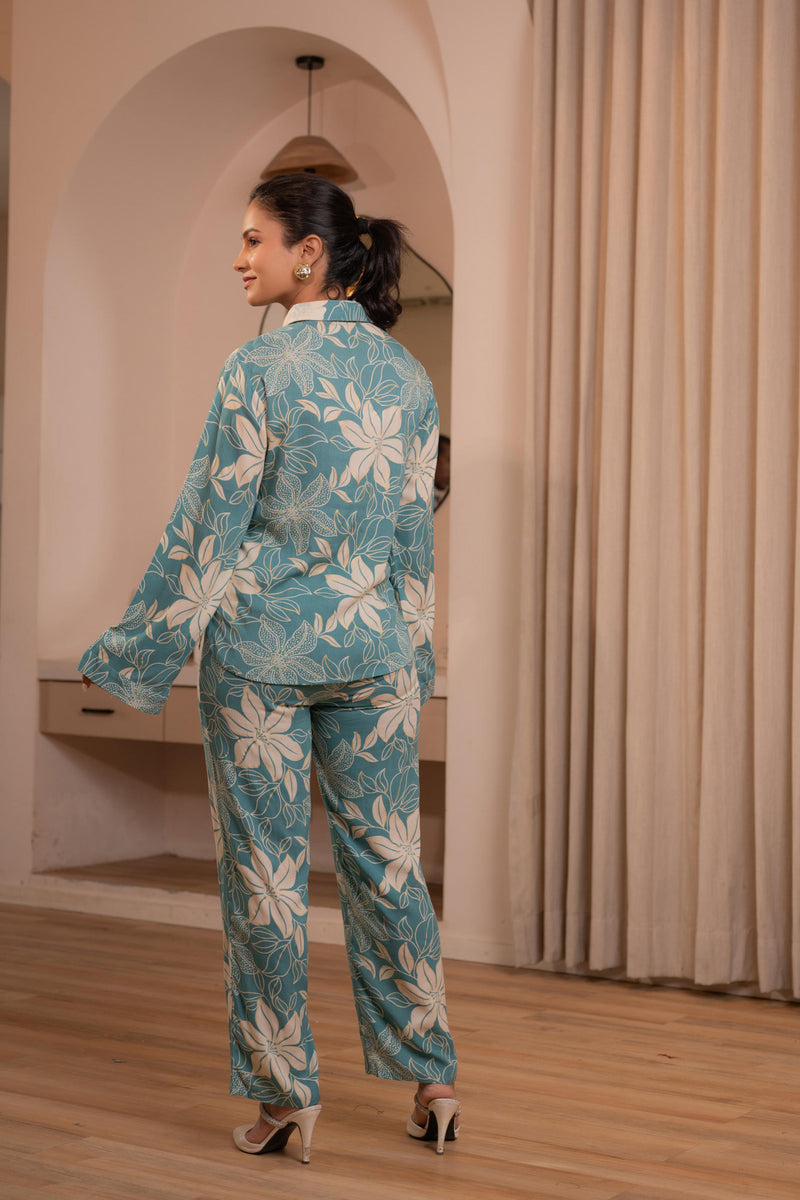 Nayoora Mint Bloom Premium Viscose Co-Ord Set
