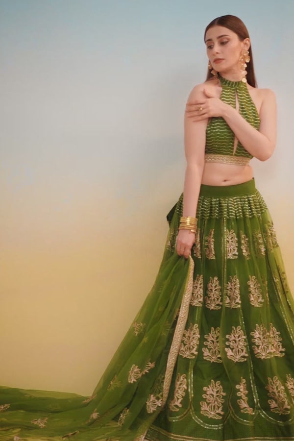 Nayoora Premium Butterfly Net Sequin Embroidered Designer Lehenga