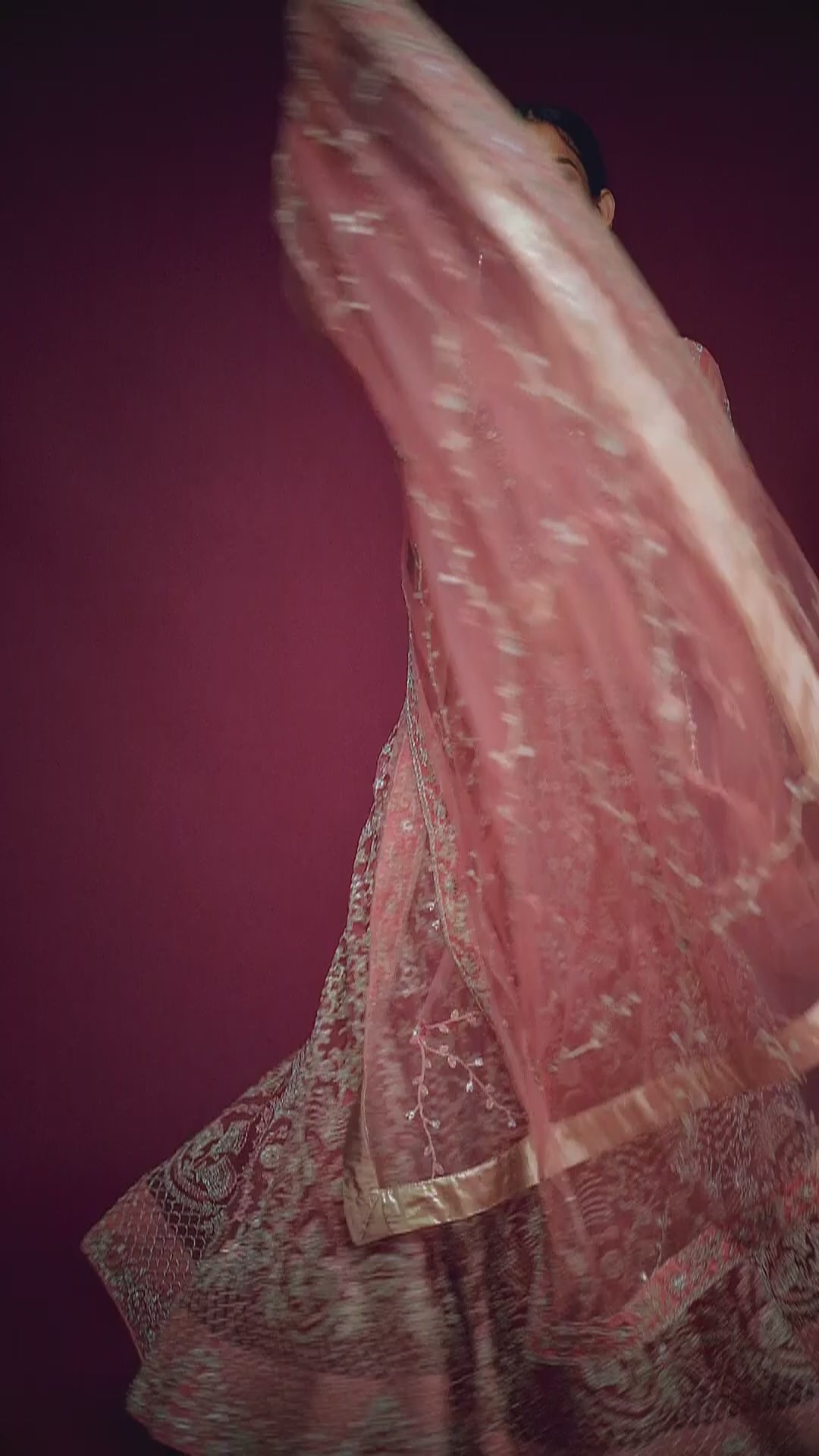 Nayoora Dusty Pink Net Lehenga – Heavy Dori & Zari Embroidery