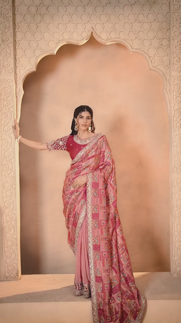 Nayoora Magenta Pure Gajji Silk Royal Wedding Saree