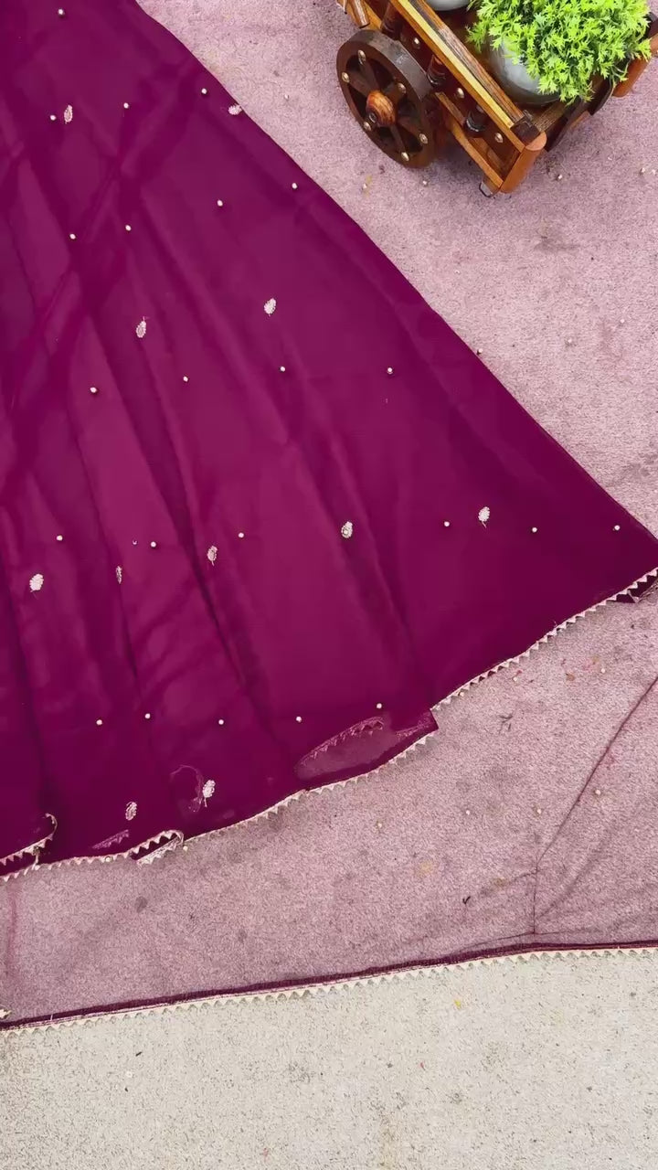 Nayoora Wine Embellished Anarkali Suit Set – Fully Stitched Premium Georgette Flair