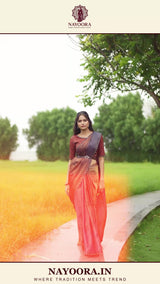Nayoora Copper Plum Twilight Two-Tone Satin Silk Saree