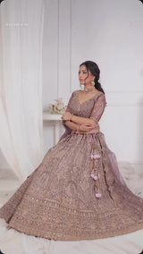 Nayoora Royal Purple Bridal Soft Net Lehenga – Heavy Paisley & Peacock Embroidery