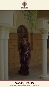 Nayoora Espresso Plum Aurora Satin Silk Saree