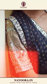 Nayoora Deep Teal & Antique Gold Bandhani Satin Silk Saree