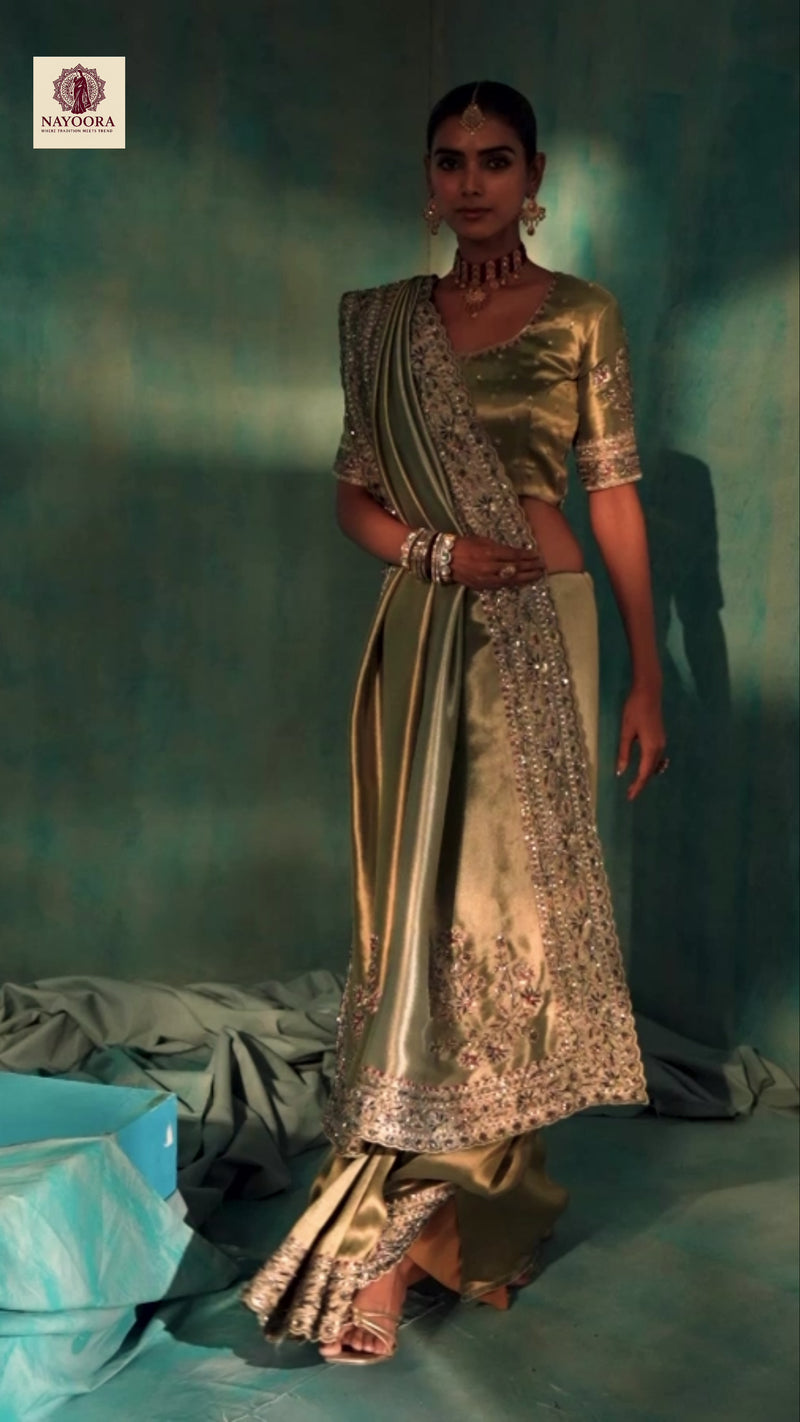 Nayoora Shahi Poshak Artisanal Gold Banarasi Silk Saree