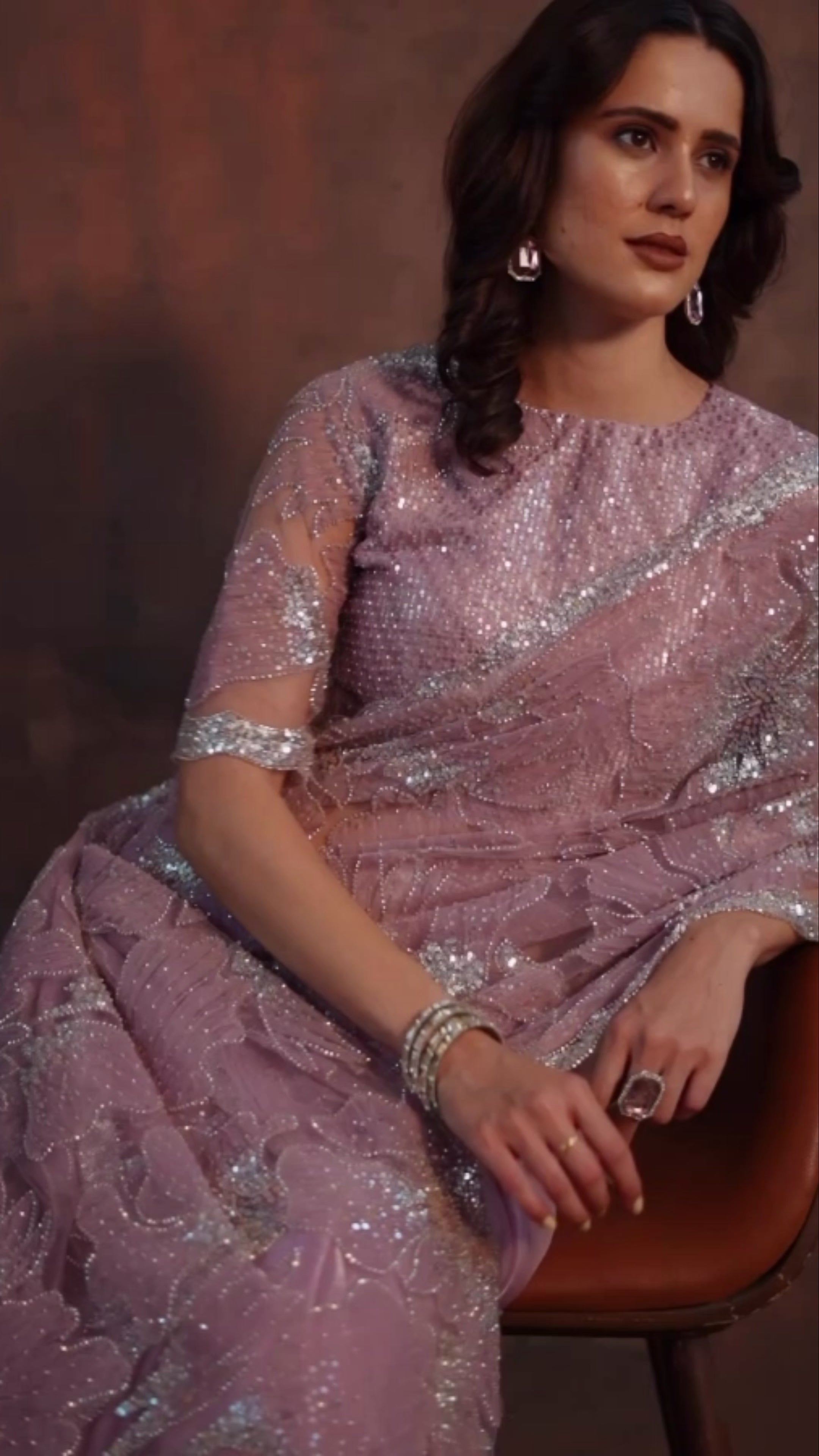 Nayoora Luxury Jimmy Choo Net Saree with Stitched Blouse