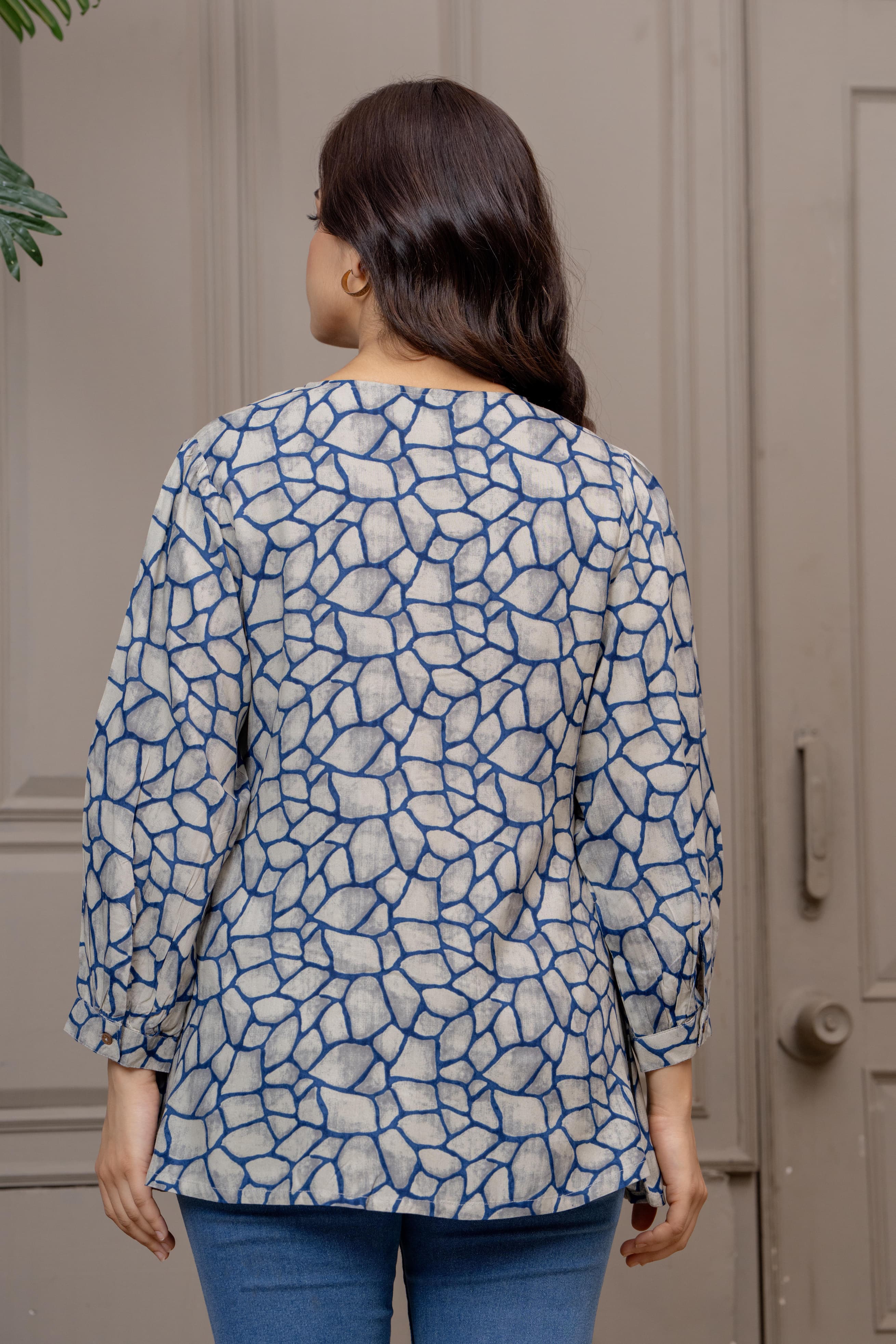 Nayoora Blue Slate Cotton Tunic Top