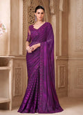 Nayoora Luxe Royal Violet Satin Silk Saree With Sheer Back Blouse - Nayoora
