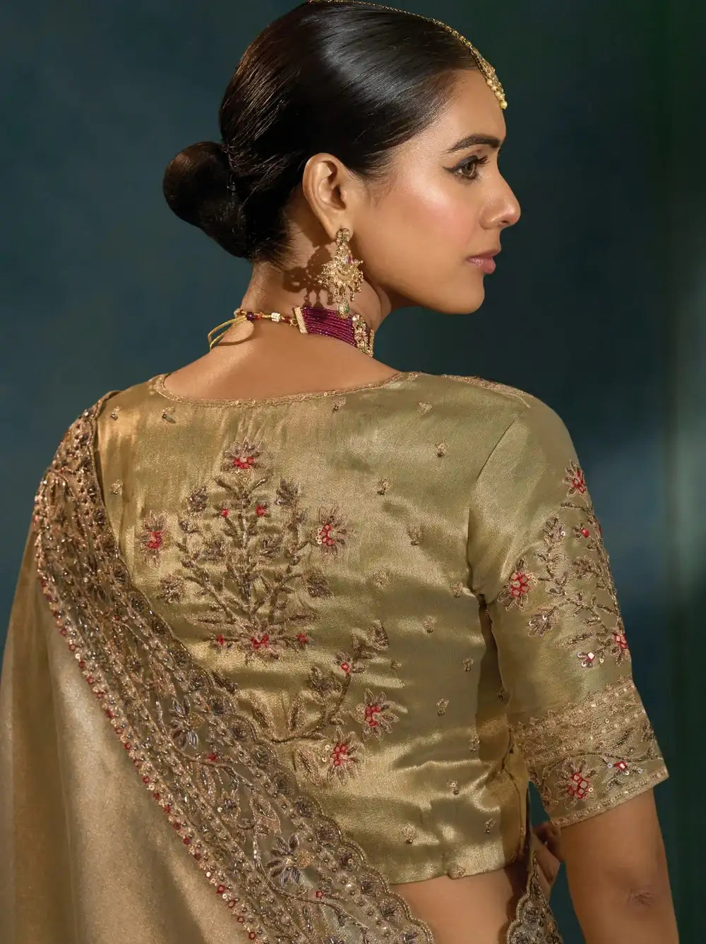 Nayoora Shahi Poshak Artisanal Gold Banarasi Silk Saree