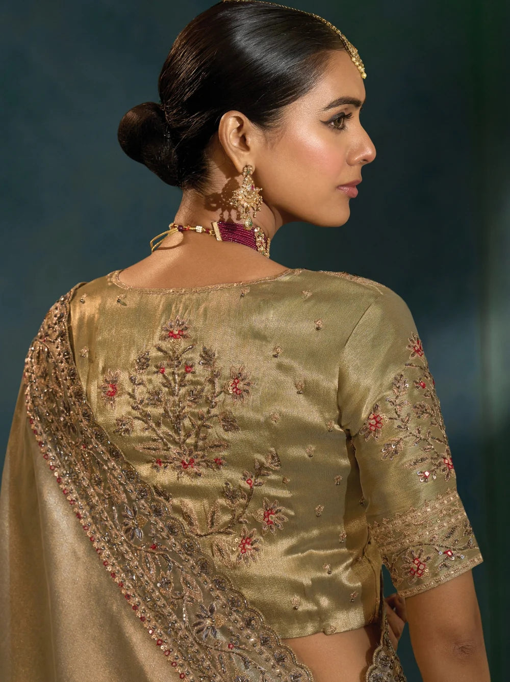Nayoora Shahi Poshak Artisanal Gold Banarasi Silk Saree