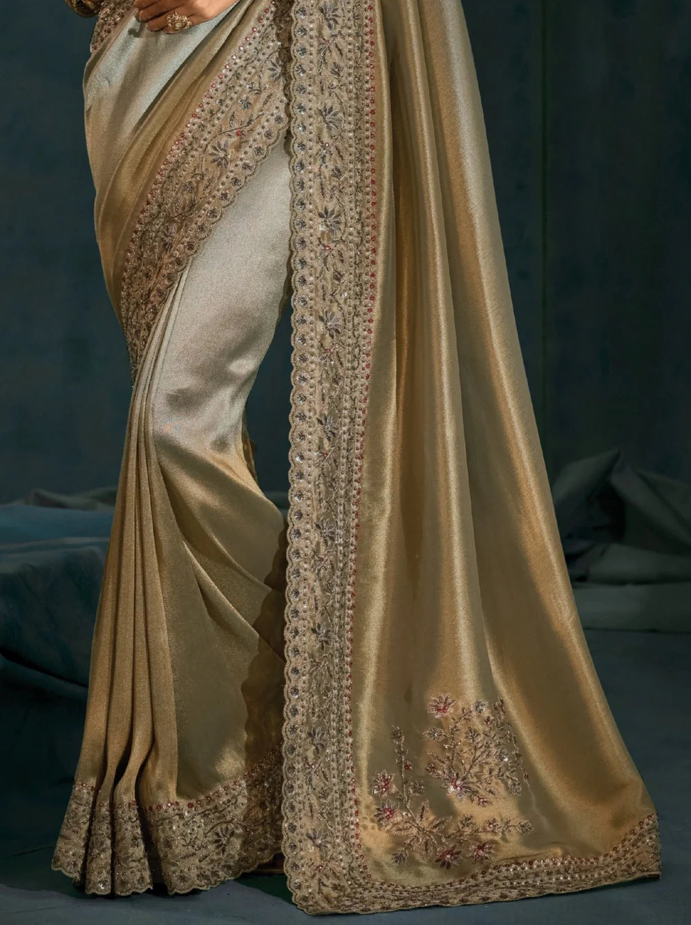 Nayoora Shahi Poshak Artisanal Gold Banarasi Silk Saree
