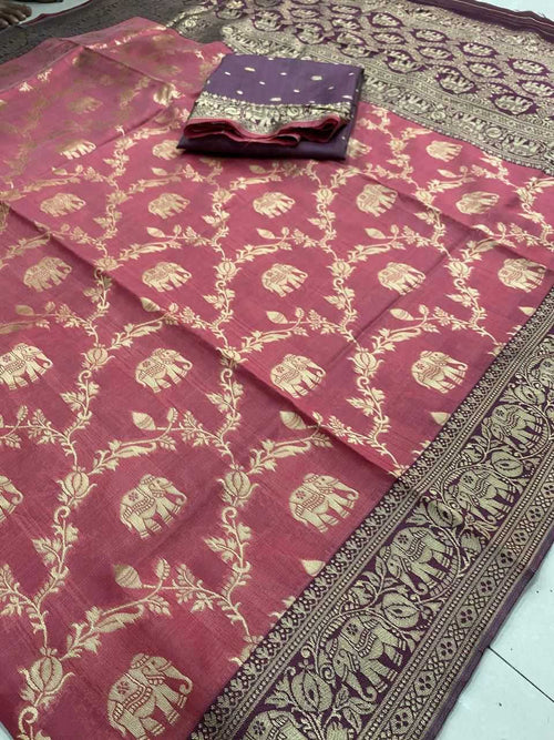 Nayoora Soft Lichi Silk Heritage Elephant Motif Saree