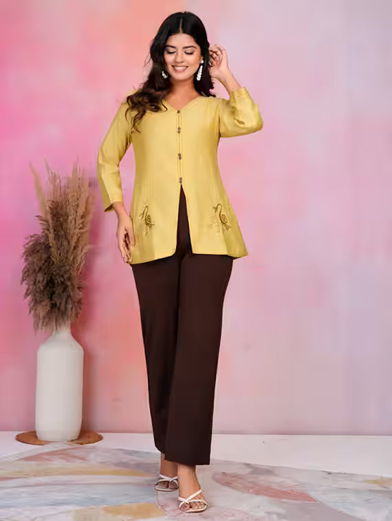 Nayoora Amber Artisanal Embroidered Cotton Silk Top