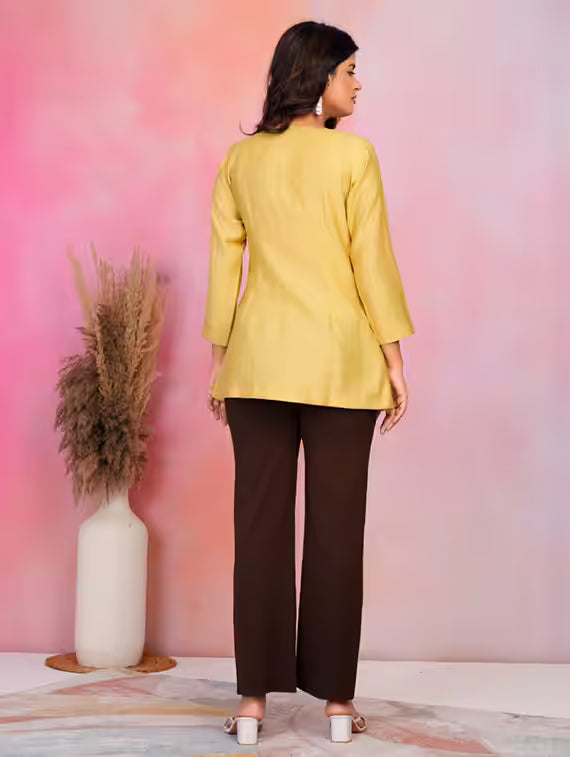 Nayoora Amber Artisanal Embroidered Cotton Silk Top